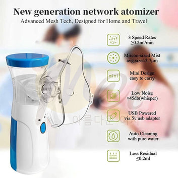 Portable Mesh Nebulizer Machine – Silent Handheld Inhaler for Kids & Adults | Effective Respiratory Solution with Advanced Mesh Technology